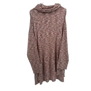 Cafe Marrakesh Womens Size 3XL Space Dye Rib Turtle Neck Sweater Pink & White